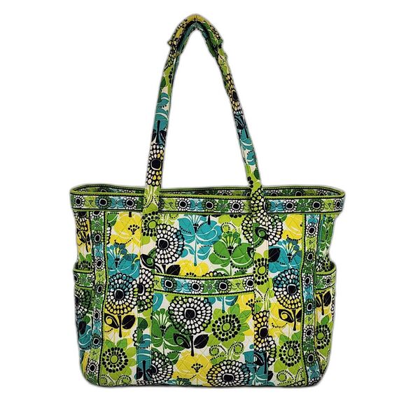 Vera Bradley Retired Limes Up Green Large Weekender Get Going Tote Bag RARE - Picture 1 of 11